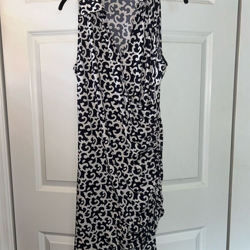 INC Women's Sleeveless Black & White Abstract Knee Length Dress XL
